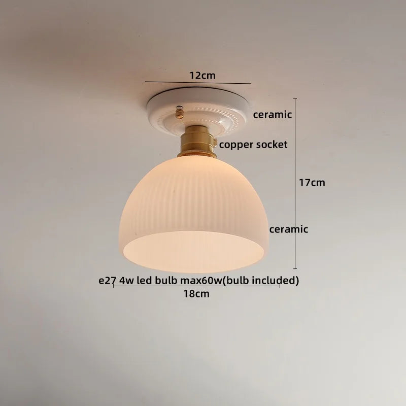 Ceramic Canopy LED Ceiling Lamp Home Lighting Kitchen Restaurant Living Room Light Fixtures Glass Copper Luminaria De Teto