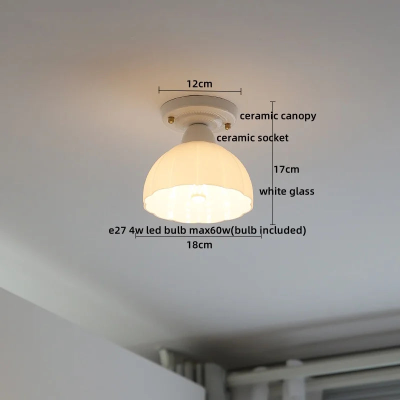Ceramic Canopy LED Ceiling Lamp Home Lighting Kitchen Restaurant Living Room Light Fixtures Glass Copper Luminaria De Teto