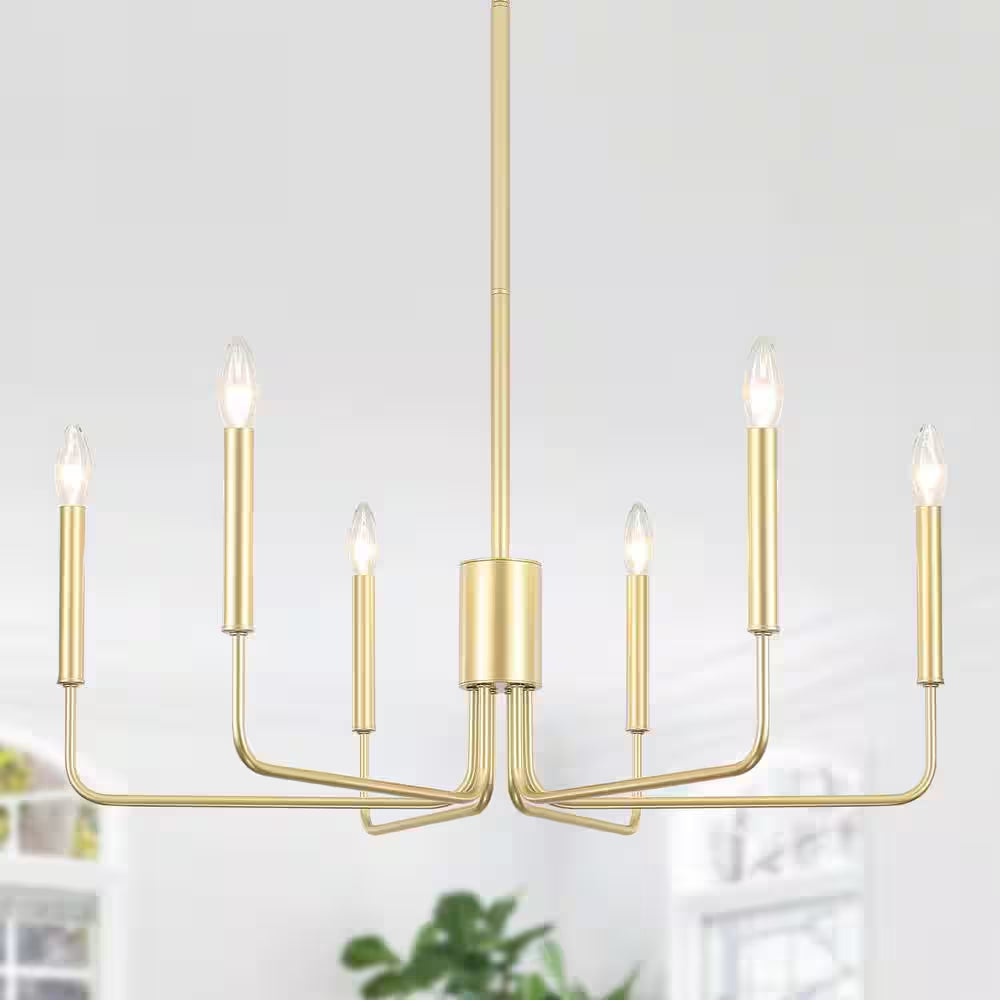 Roxsanne 6-Light Black Dimmable Classic/Traditional Chandelier Rustic Linear Candle-Style Kitchen Island Light Fixture