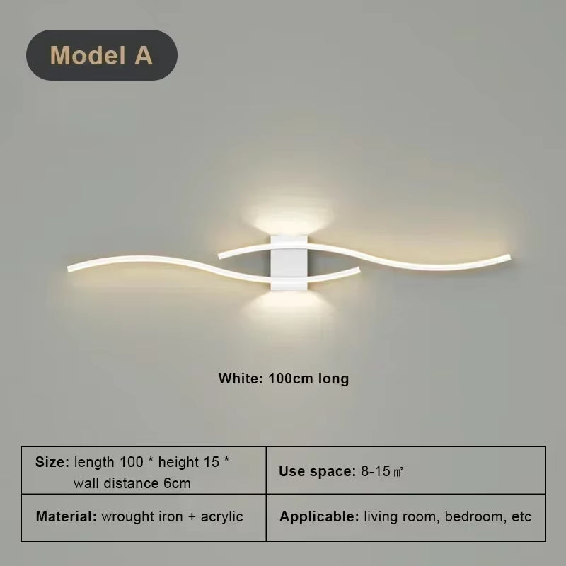 LED Hyperbolic Wall Lamp, Modern Living Room, Dining Room, Bedroom, Bedside, Aisle, Background Wall Lamp, Home Lighting Fixture