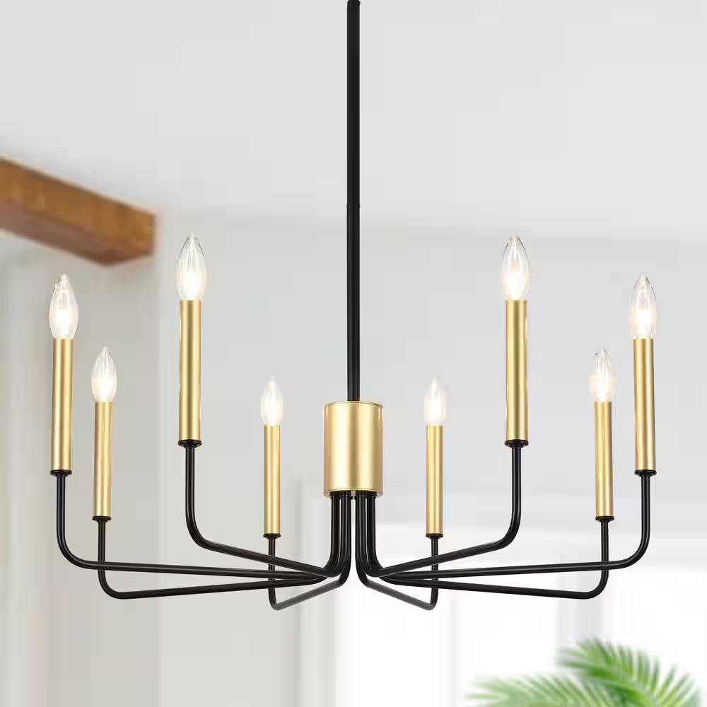 Roxsanne 6-Light Black Dimmable Classic/Traditional Chandelier Rustic Linear Candle-Style Kitchen Island Light Fixture