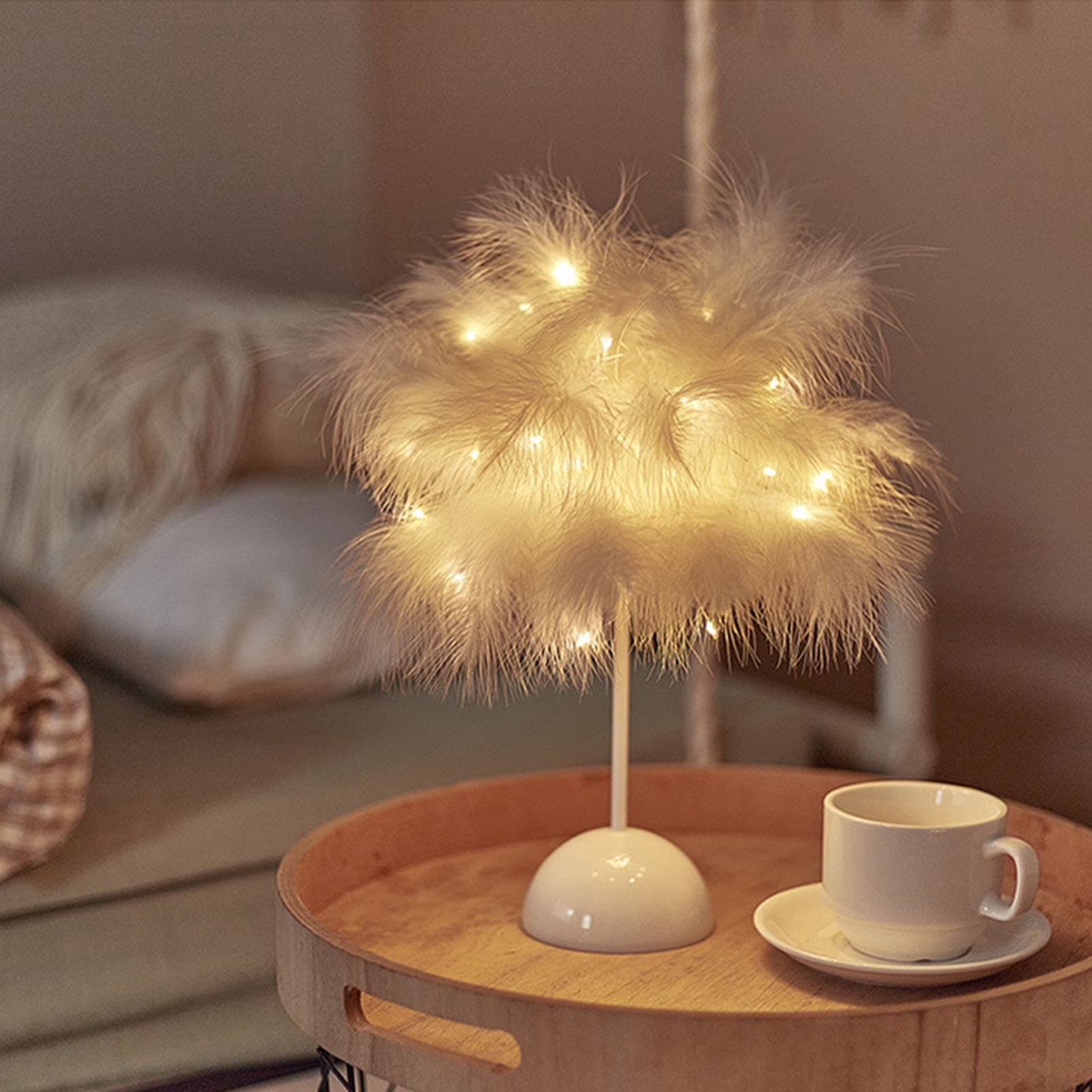 Home Decorations White Table Lamps Round