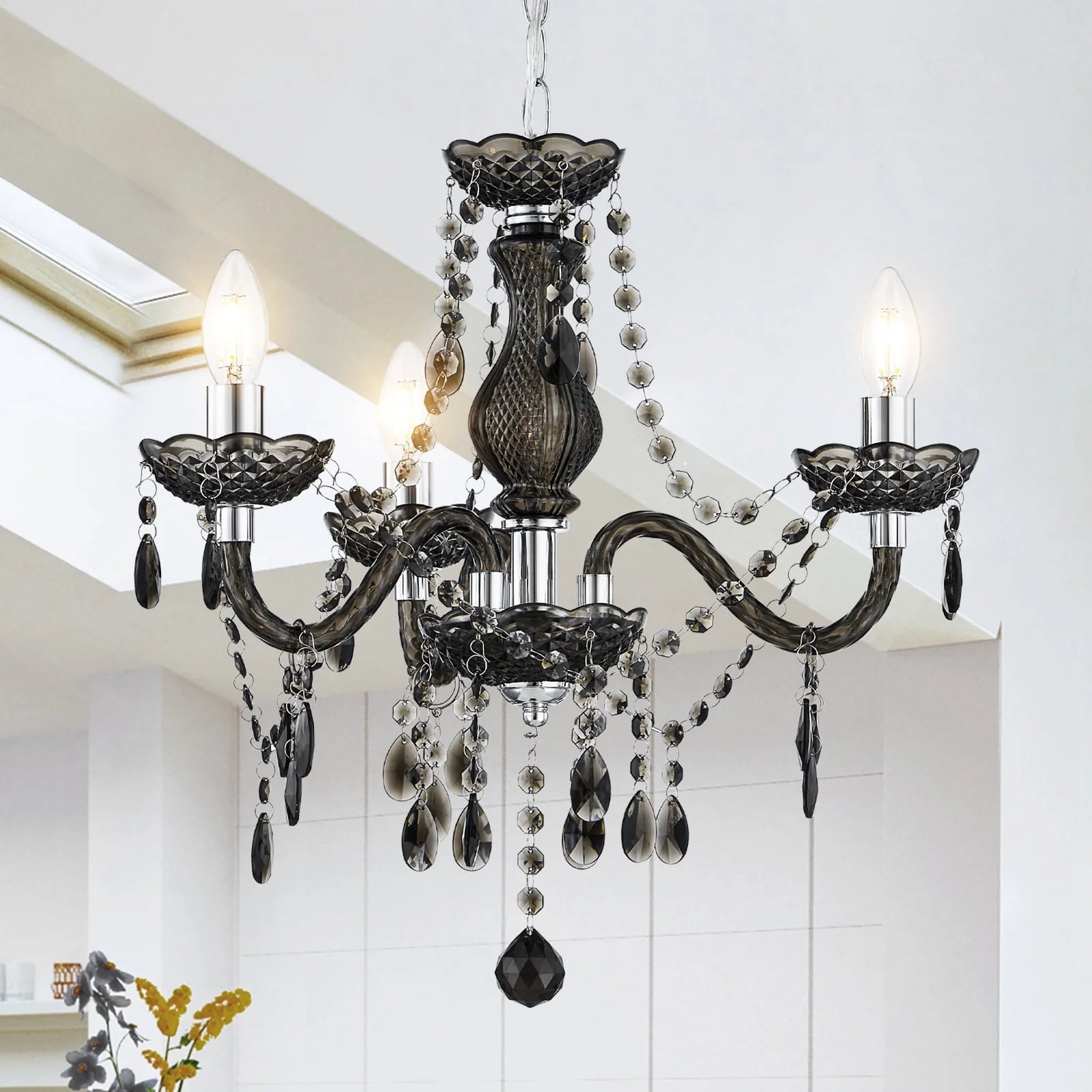 NATYSEAN Chandeliers for Dining Room, 3-Light Modern Crystal Ceiling Light, Farmhouse Chandelier Adjustable Hanging Lamp for Bedroom Hallway Kitchen Dining Room Foyer