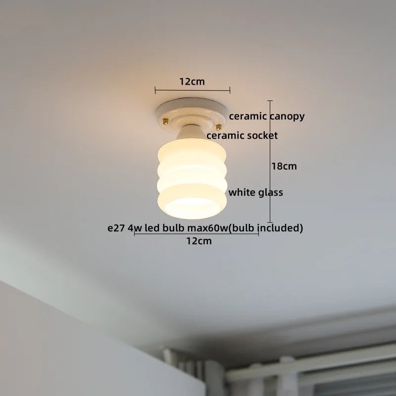 Ceramic Canopy LED Ceiling Lamp Home Lighting Kitchen Restaurant Living Room Light Fixtures Glass Copper Luminaria De Teto